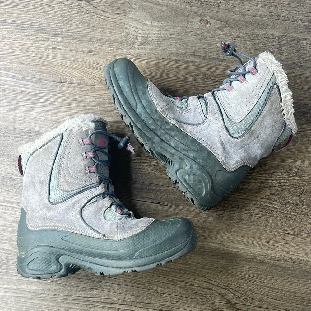 Columbia Girls 100 Grams Waterproof Winter Snow Boots, Grey Pink, size 6